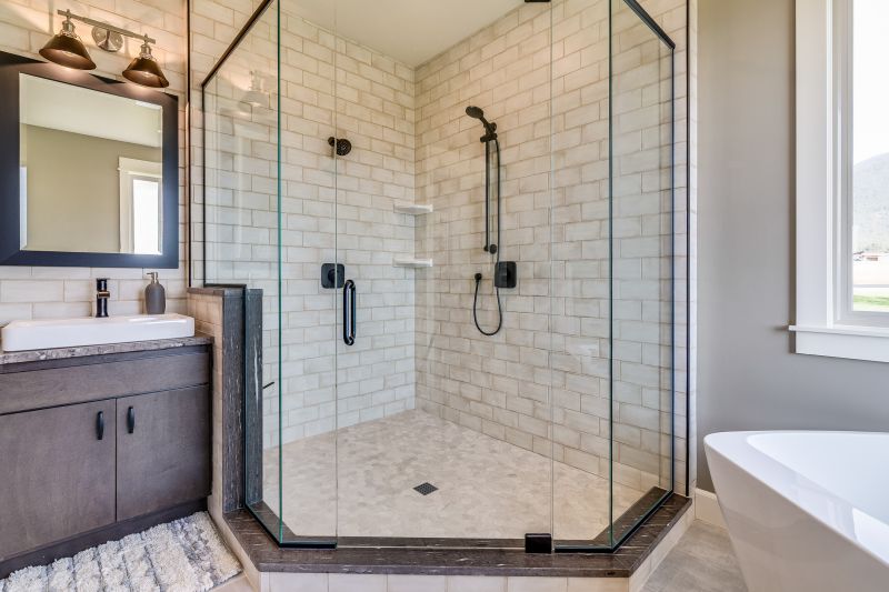 Corner Walk-in Shower with Black Frame